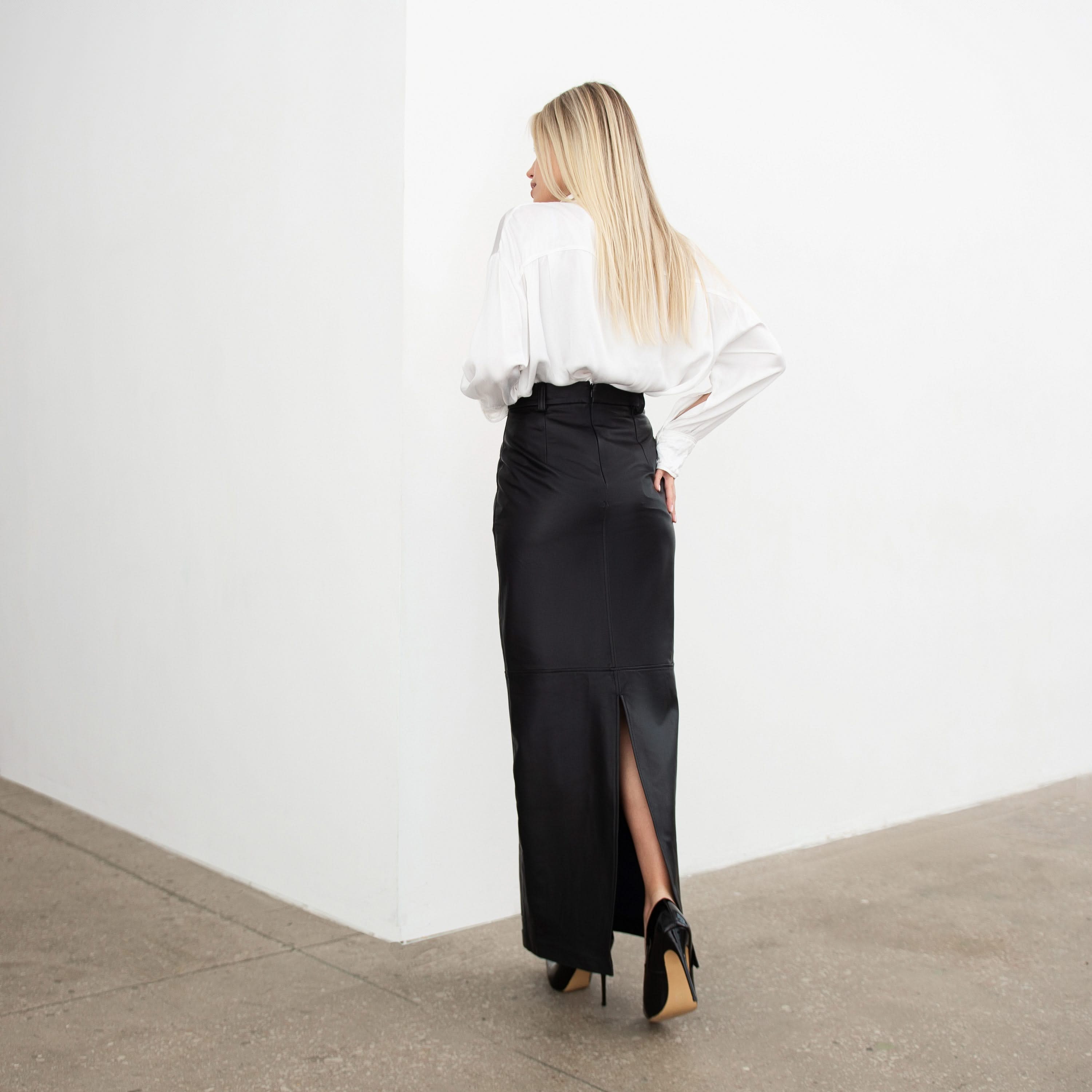 Maxi leather skirt