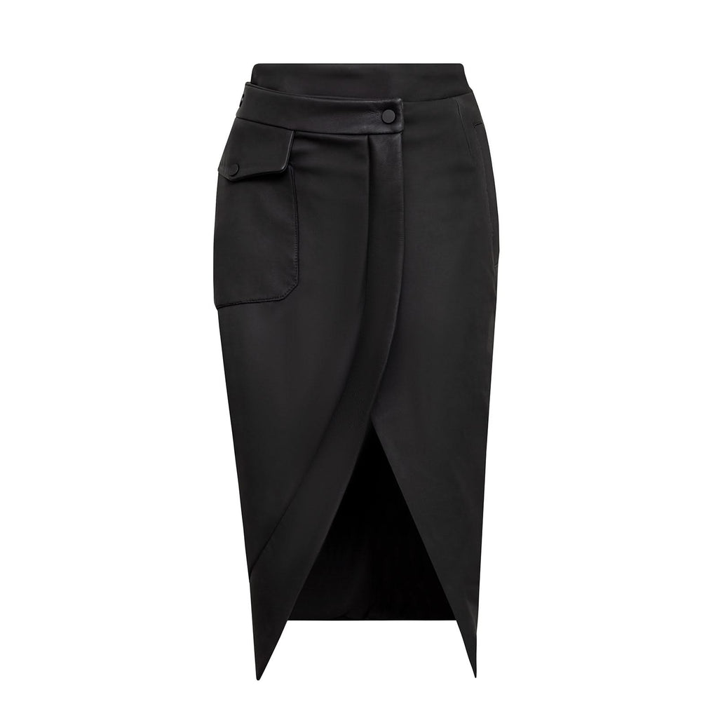 Asymmetrical wrap skirt. Sheepskin.