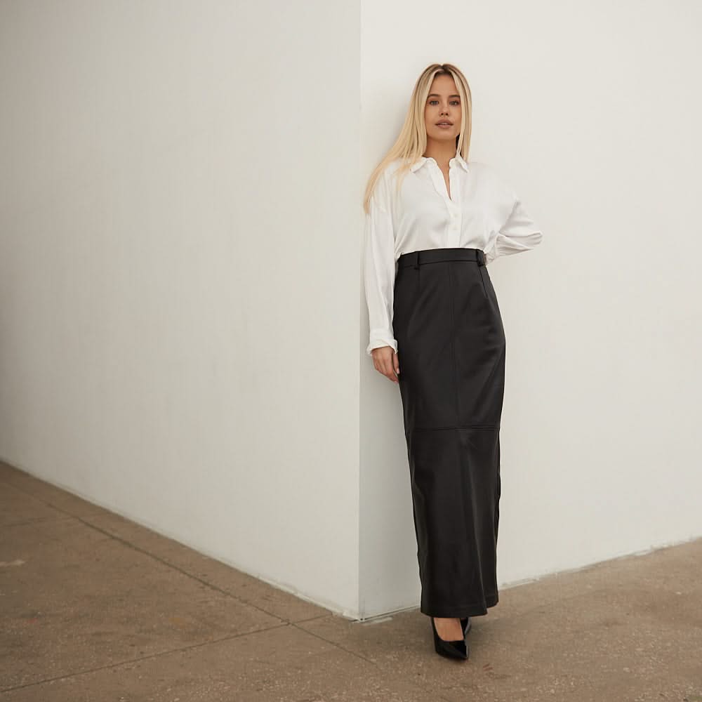 Maxi leather skirt