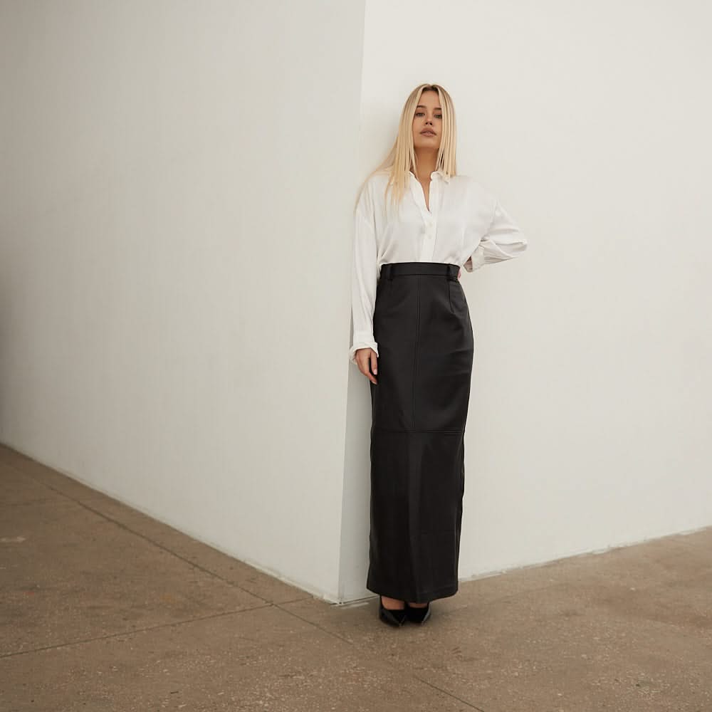 Maxi leather skirt