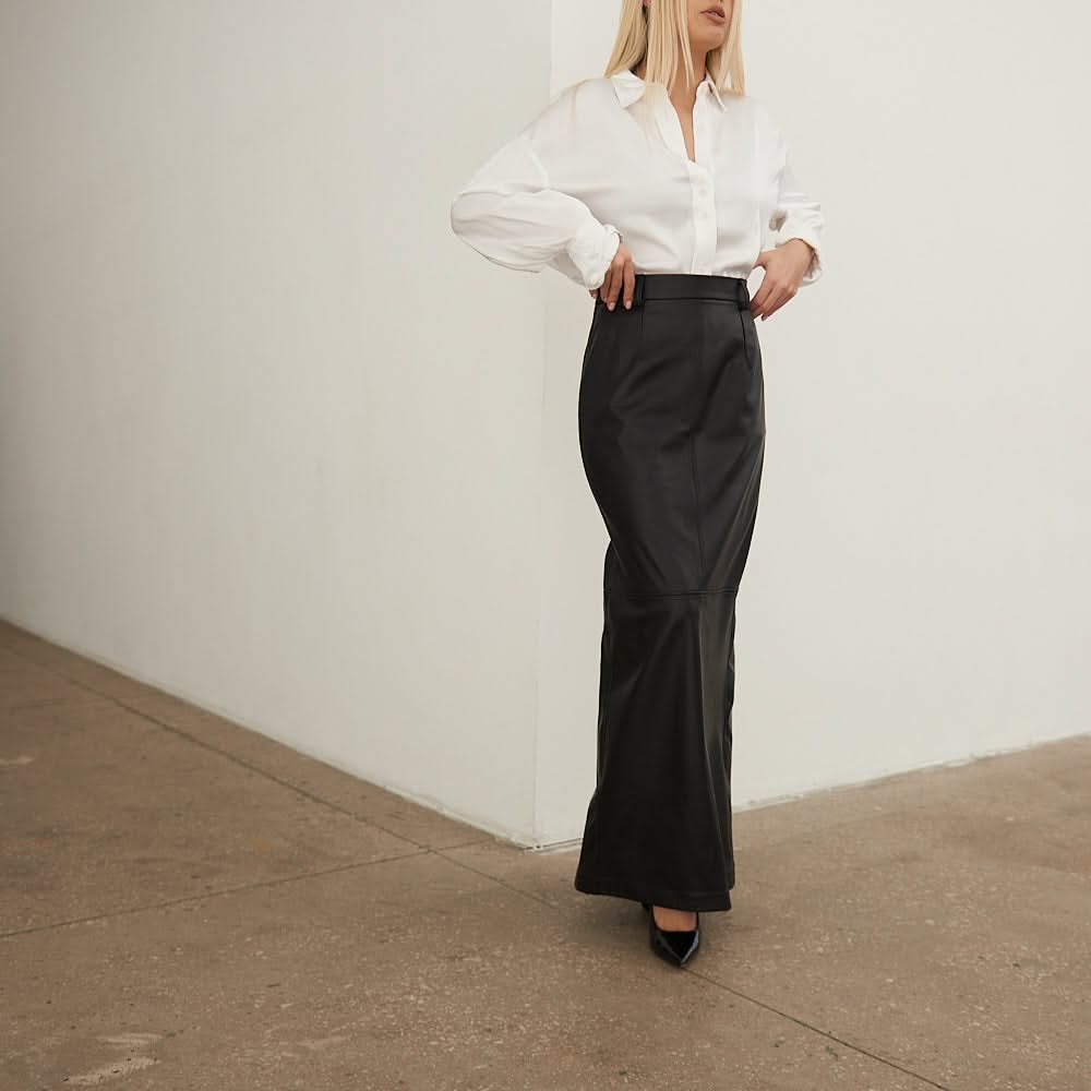 Maxi leather skirt