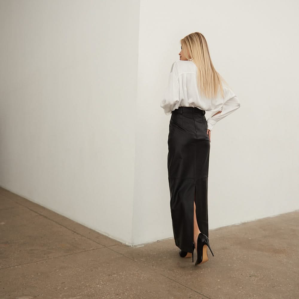 Maxi leather skirt