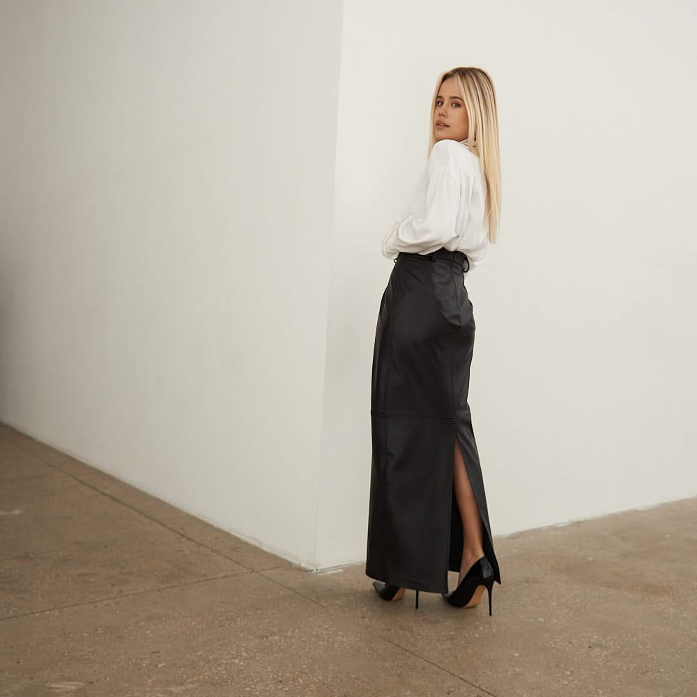 Maxi leather skirt